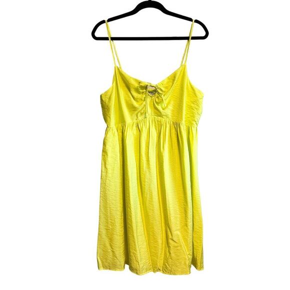 Nine West Bright Chartreuse Babydoll Strappy Sundress Size XL - Picture 1 of 12